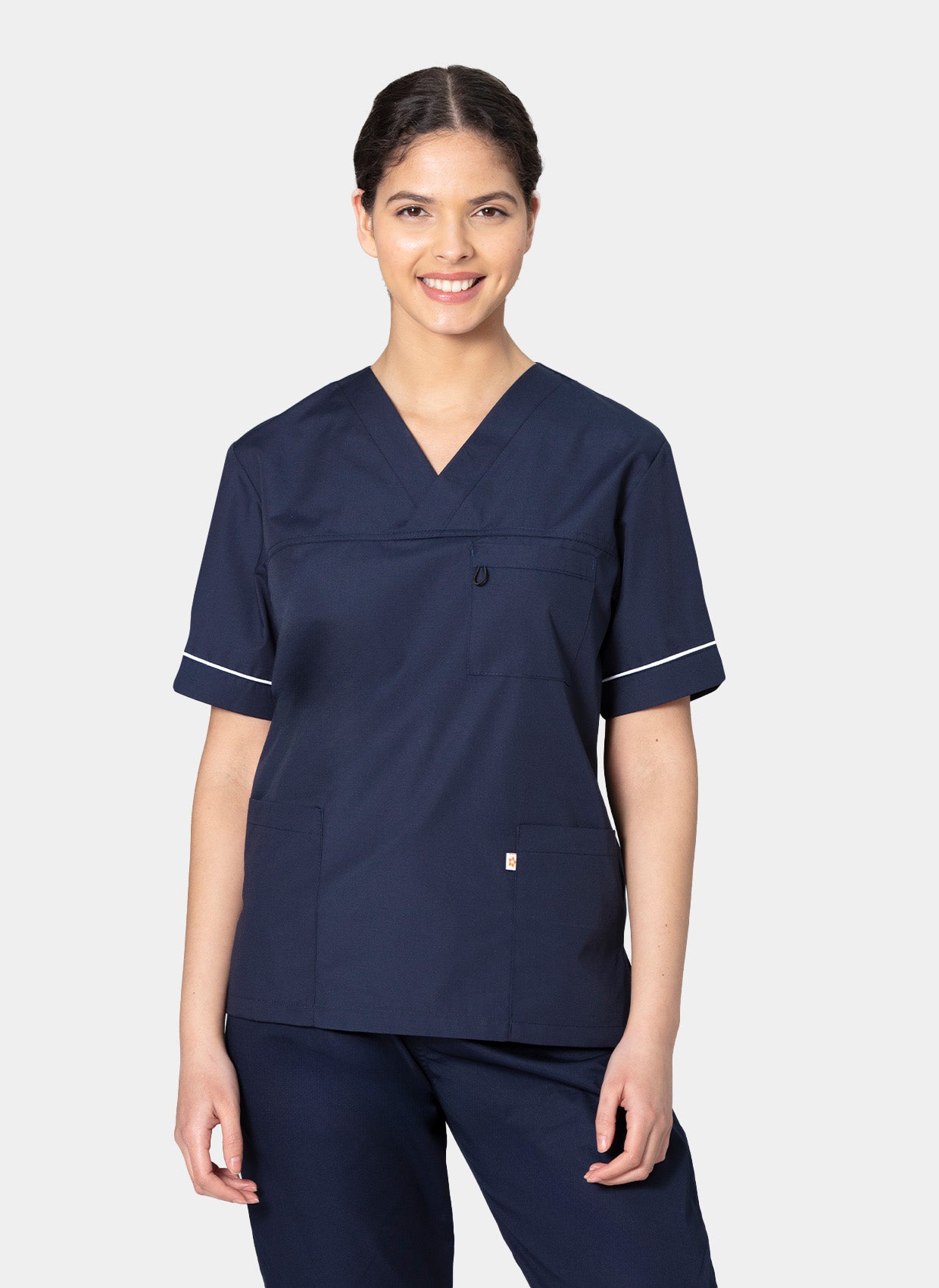 Blouse médicale HappyFIT Alex - bleu marine (bordure blanche)