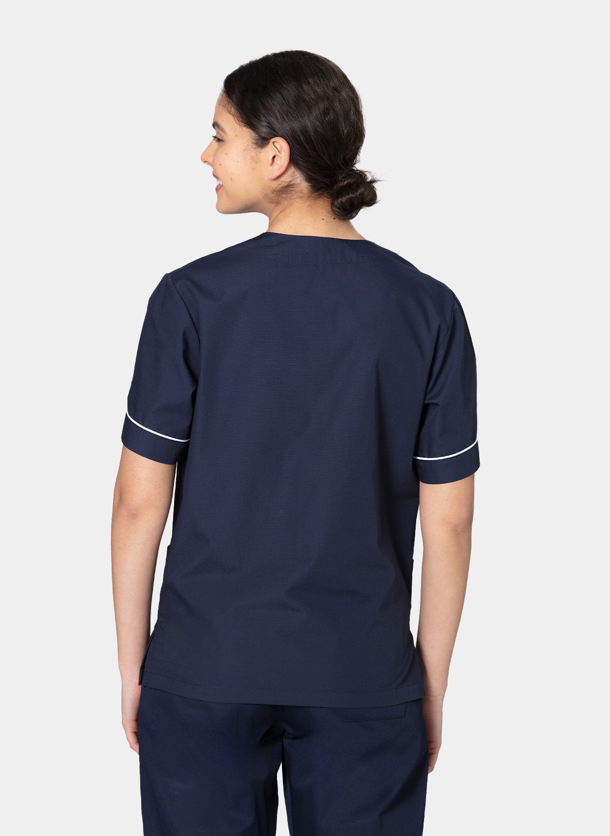 Blouse médicale HappyFIT Alex - bleu marine (bordure blanche) - dos