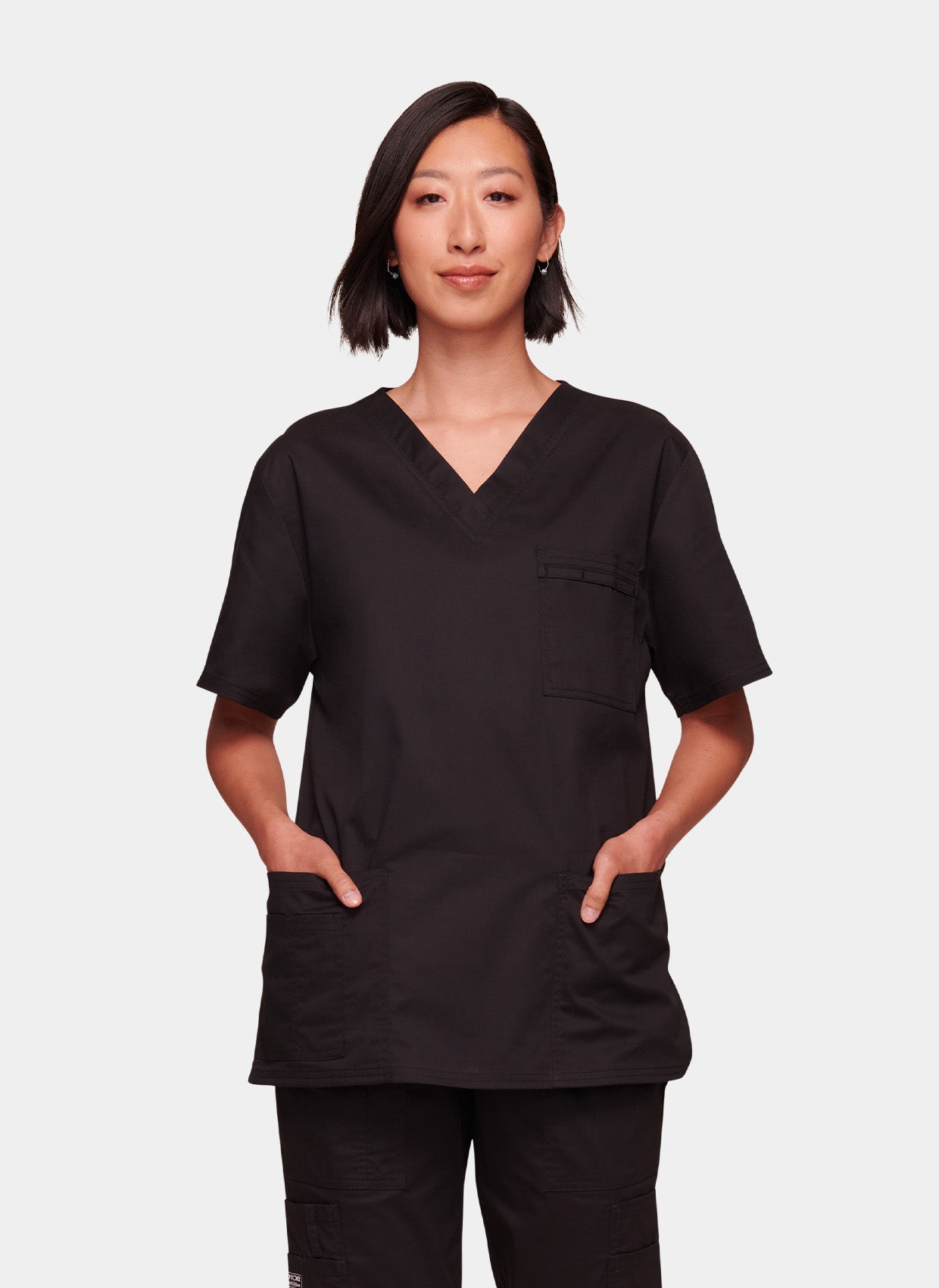 Blouse médicale Unisexe Cherokee Core Stretch col en V Noir