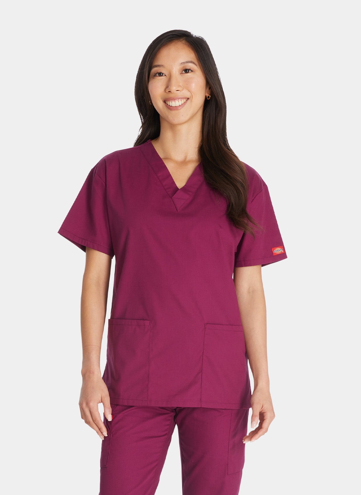 Blouse médicale femme Dickies EDS col en V bordeaux