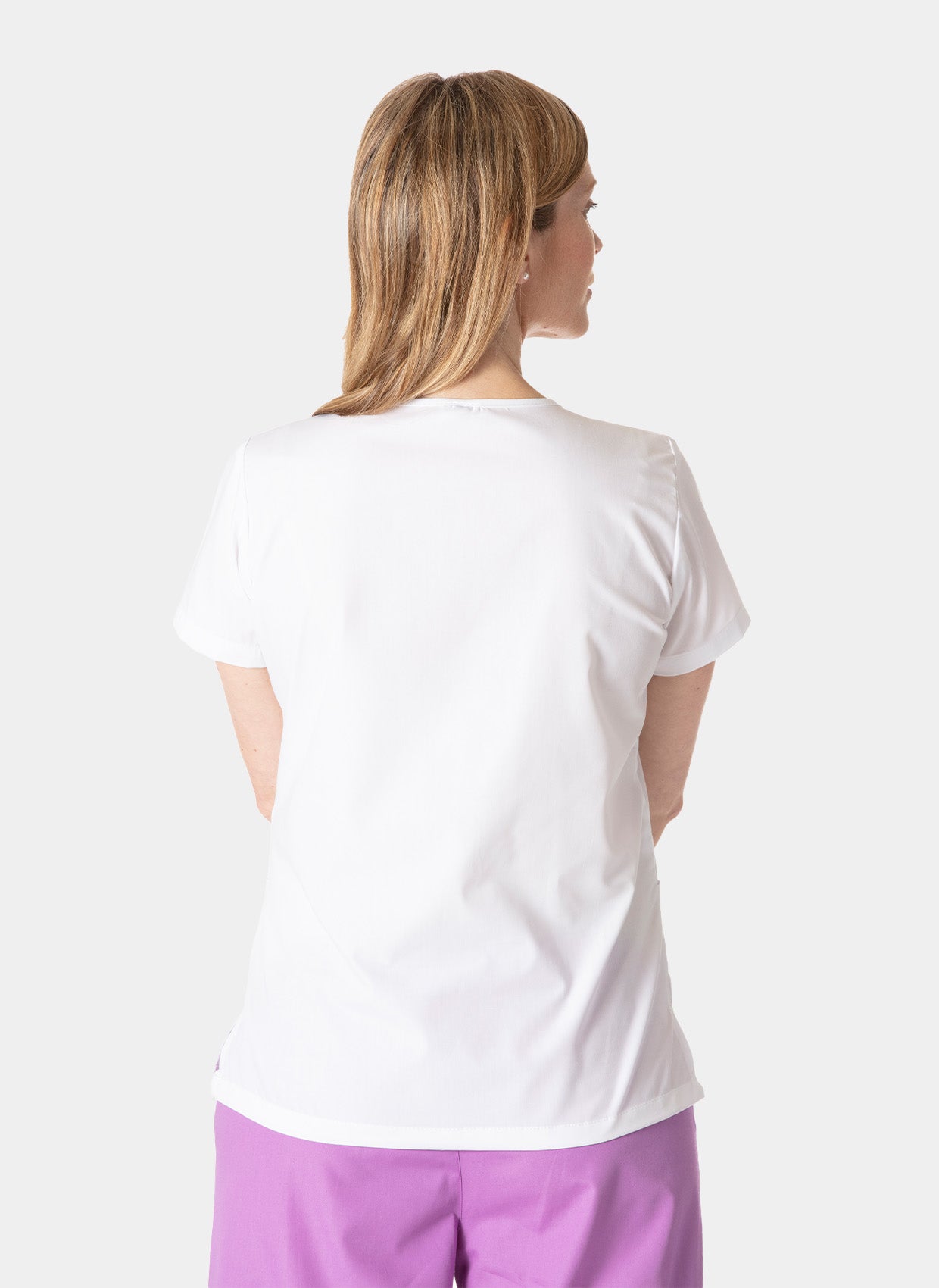 Blouse médicale femme HappyFit Lily Blanc dos