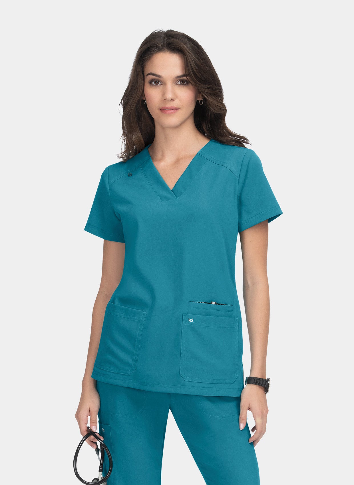 Blouse médicale femme Koi Next Gen Agitation et passion bleu canard