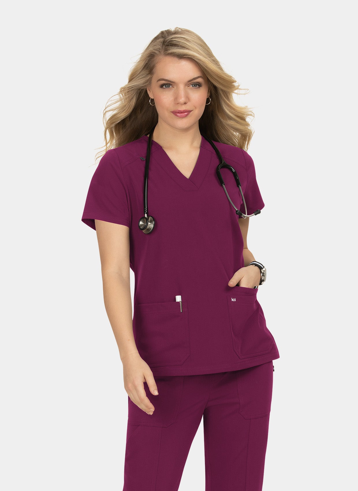 Blouse médicale femme Koi Next Gen Agitation et passion bordeaux