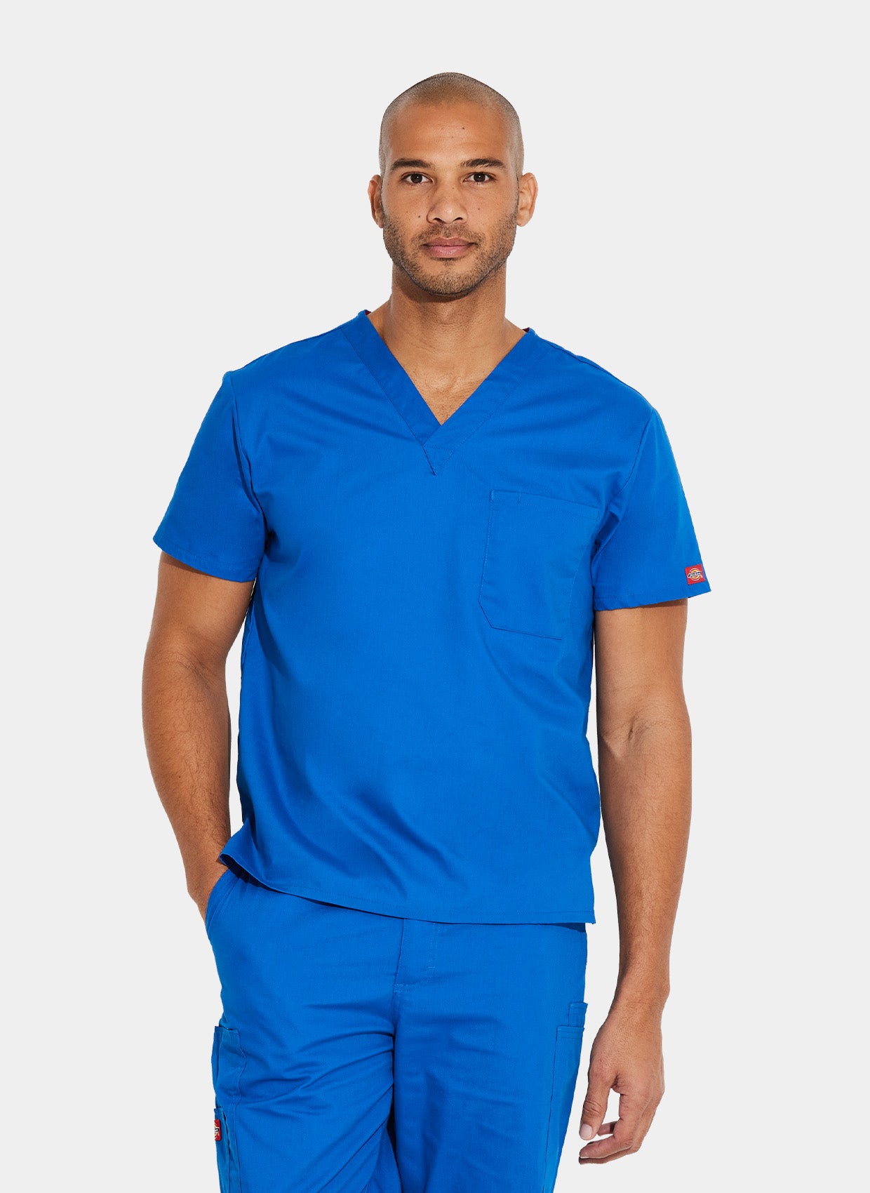 Blouse médicale unisexe Dickies EDS col en V bleu roi