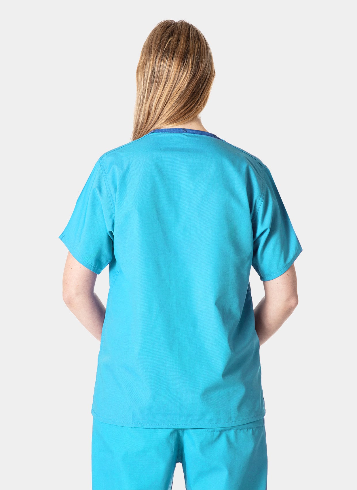 Blouse médicale unisexe et réversible turquoise dos