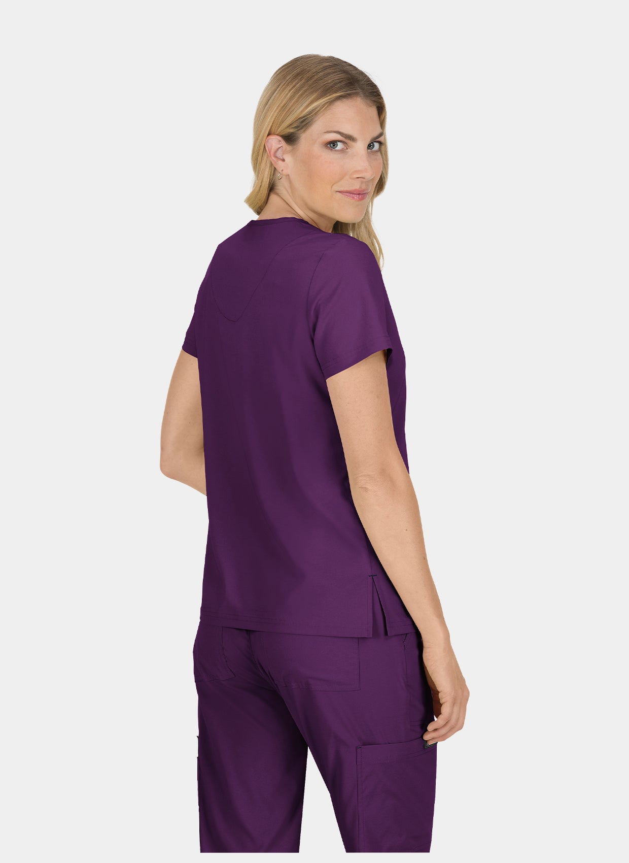 Blouse médicale femme Koi Basics Becca dos - Aubergine