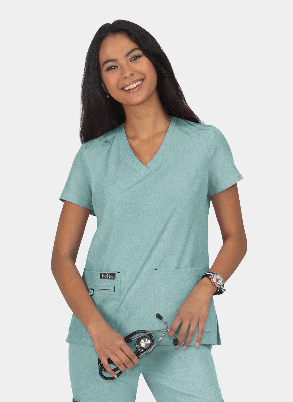 Blouse médicale femme Koi Basics Becca - Sauge chiné