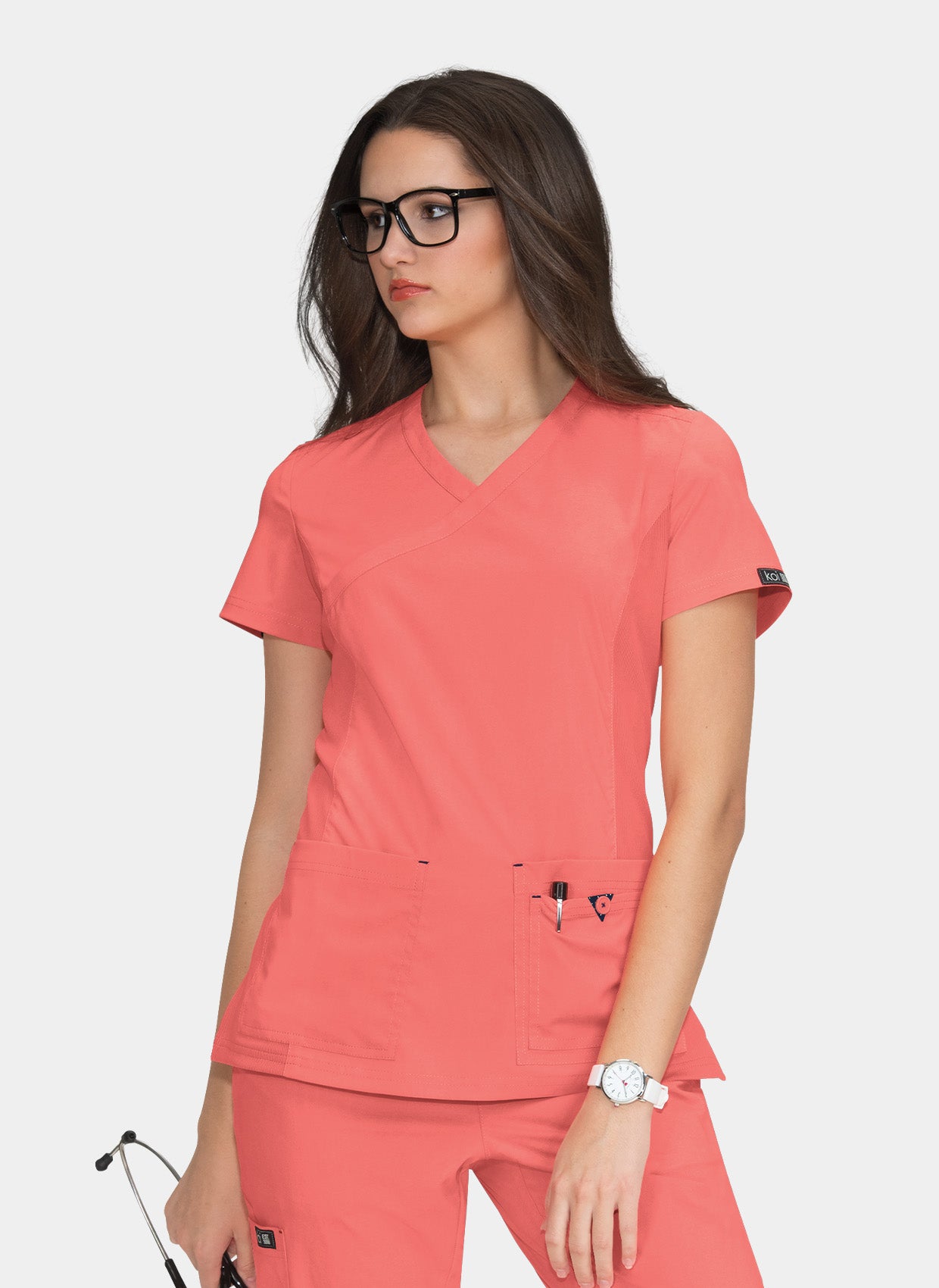 Blouse médicale femme Koi Basics Katie -  Corail